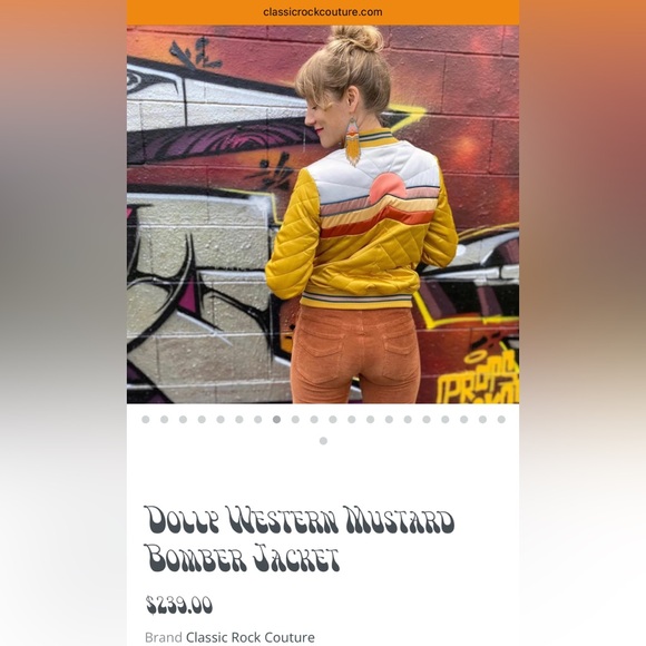 Classic Rock Couture SMALL Dolly Western Mustard Bomber Jacket - Picture 14 of 14
